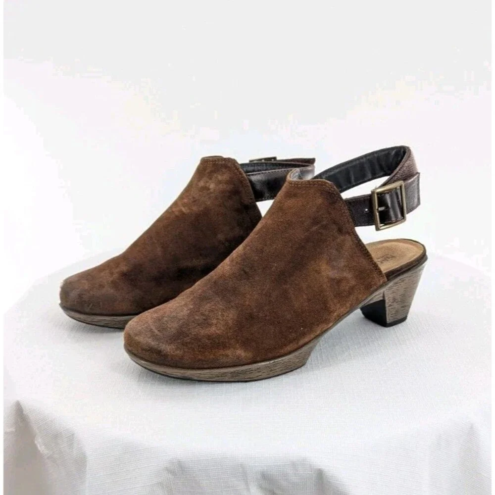NAOT Upgrade US 7 EU 38 Womens Slingback Mule Clog Brown Suede Leather Comfort